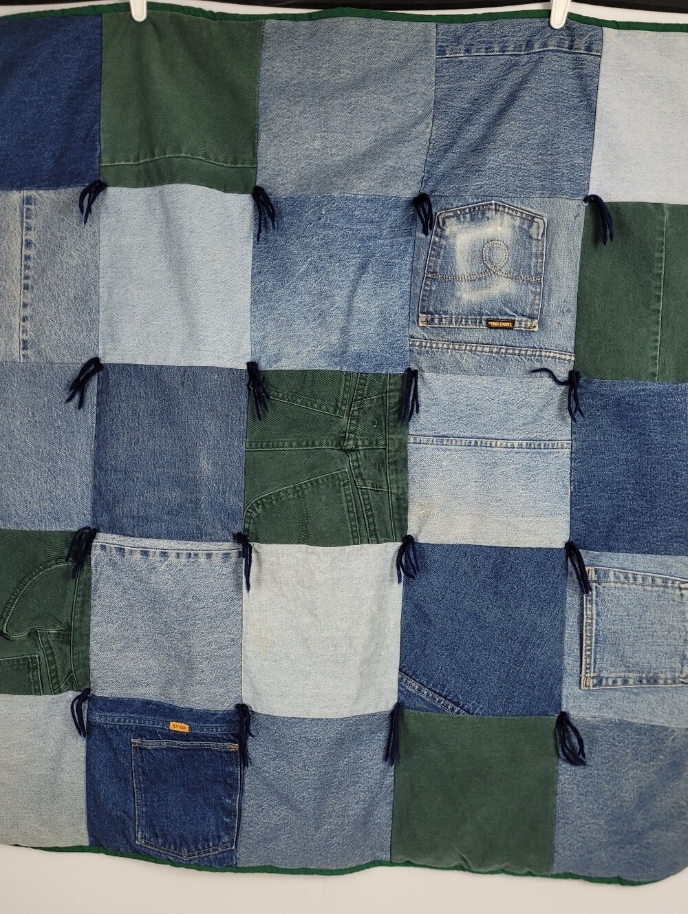 Homemade Denim Patchwork Fleec Back Baby Blanket 42.5 By 42.5 - Picture 13 of 13